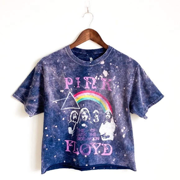 Junk Food Clothing Tops - Pink Floyd Bleached Out ‘Dark Side of the Moon’ Band Crop